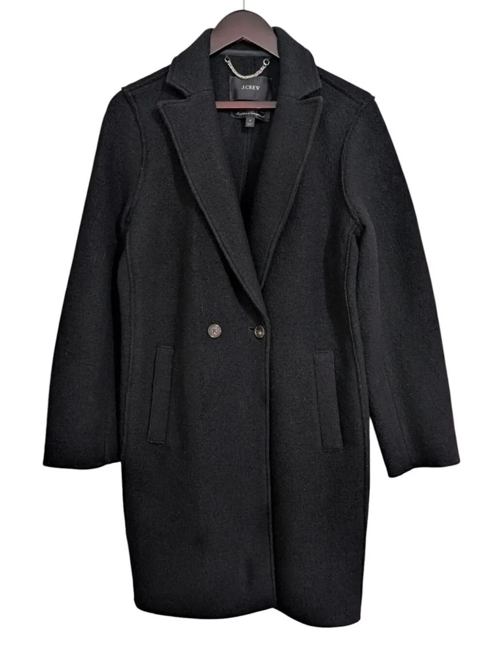J. Crew Daphne Topcoat in Italian Boiled Wool - Black Size 8 J4864